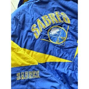 Buffalo Sabres 90s CHALK Line puffer jacket zip L blue sword NHL hockey vintage